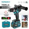 700N.m 13mm Brushless Electric Impact Drill Cordless Screwdriver DIY Ice Breaking Power Tools For For Makita 18V 21V Battery