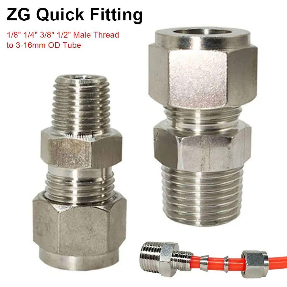 1Pcs Stainless Steel Quick Fitting 304 SS Metric ZG Pipe Fitting Tube Connector for Oil Water Gas