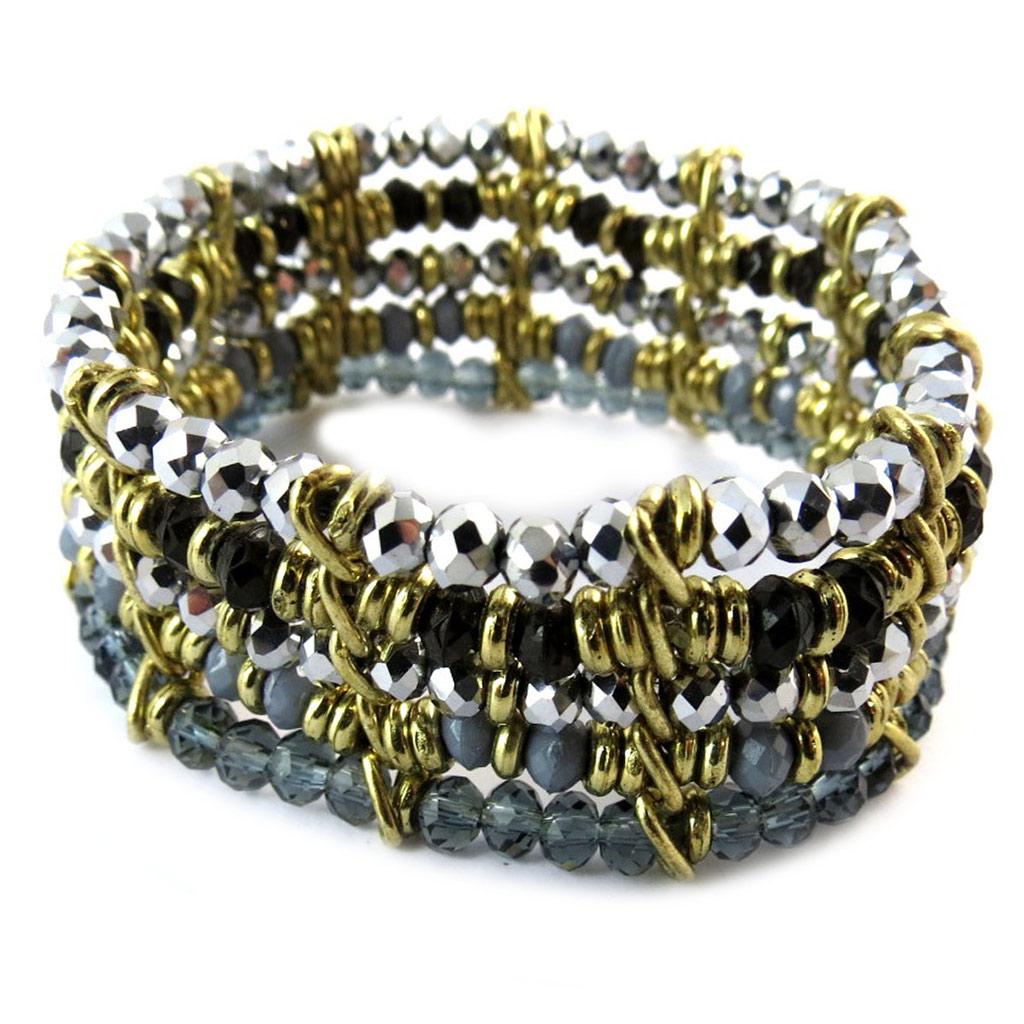 Les Trésors De Lily [N8250] - Gray 'Sissi' Designer Bracelet - 4 Rows