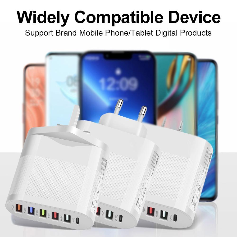 6 Ports USB Type C Charger PD Fast Charging Adapter Quick Charge3.0 For iPhone Samsung Xiaomi Phone Wall Charger Plug #3