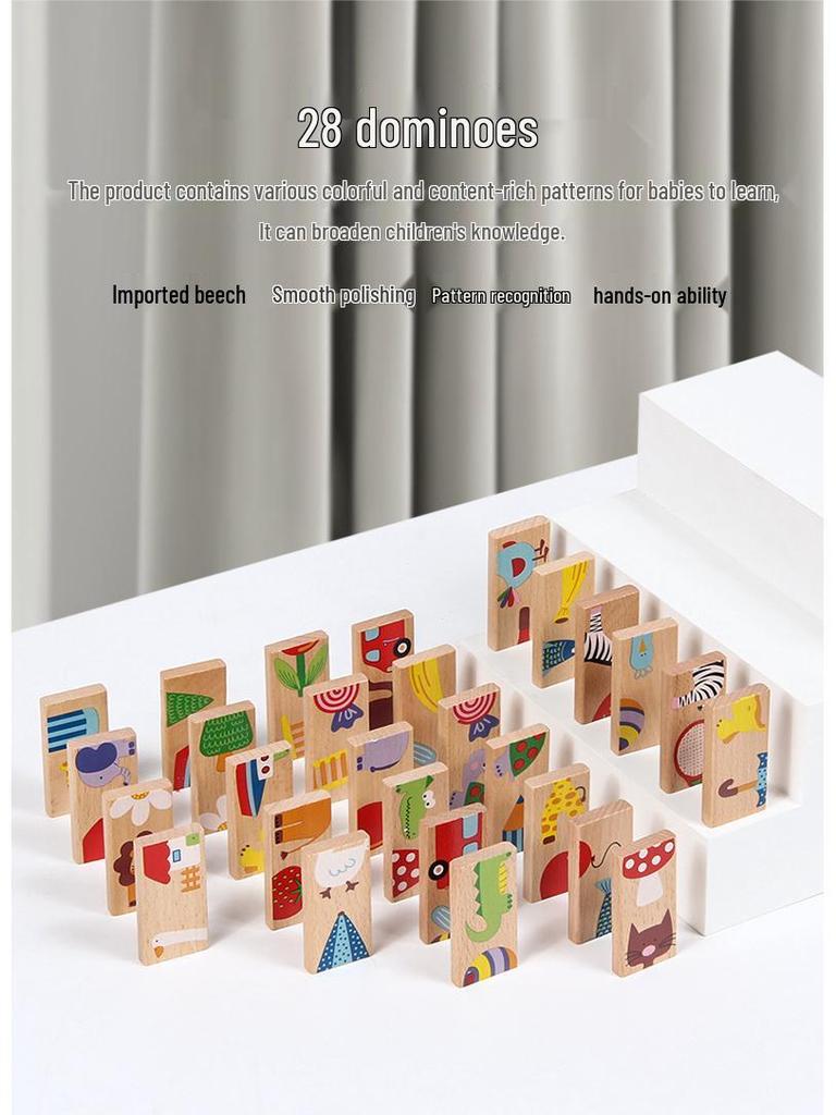 Children's Educational Wooden Idiom Domino Puzzle Set