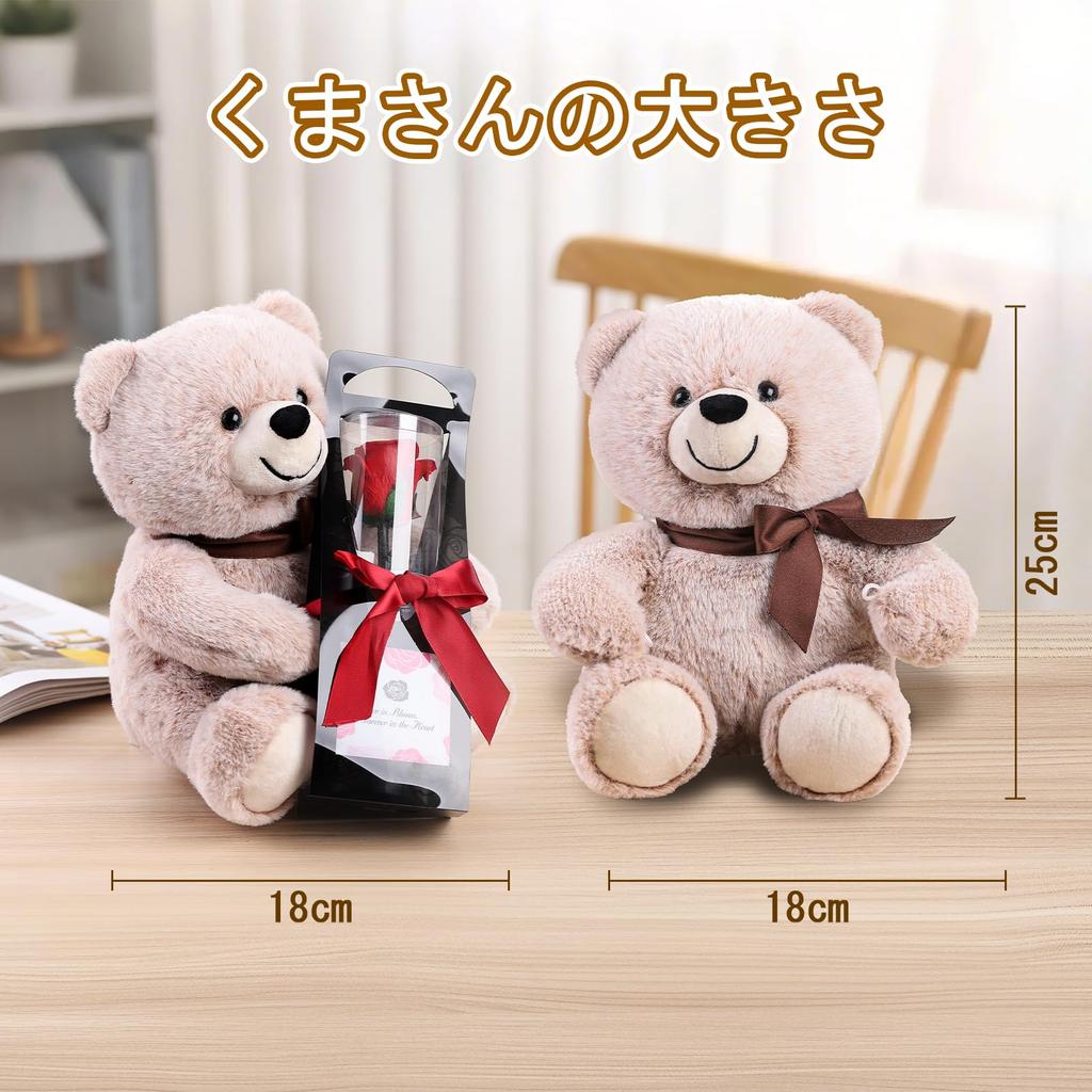 Букет из стабилизированных роз для женщин, на дни рождения, юбилеи, свадьбы и особые случаи. Включает плюшевого мишку и одну красную розу. Идеально как