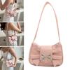 Women PU Leather Shoulder Bag French Style Armpit Bag Bows Handbag Fashion Pleated Underarm Bag Girl Shopping Dating Bag