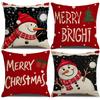 Cute Cartoon Christmas Snowman Pillow Cover Home Decoration Warm Holiday Atmosphere Pillow Cover