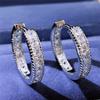Sterling  Luxury Square Cubic Zirconia Circle Hoop Earrings for Women Fashion Versatile Lady's Ear Rings