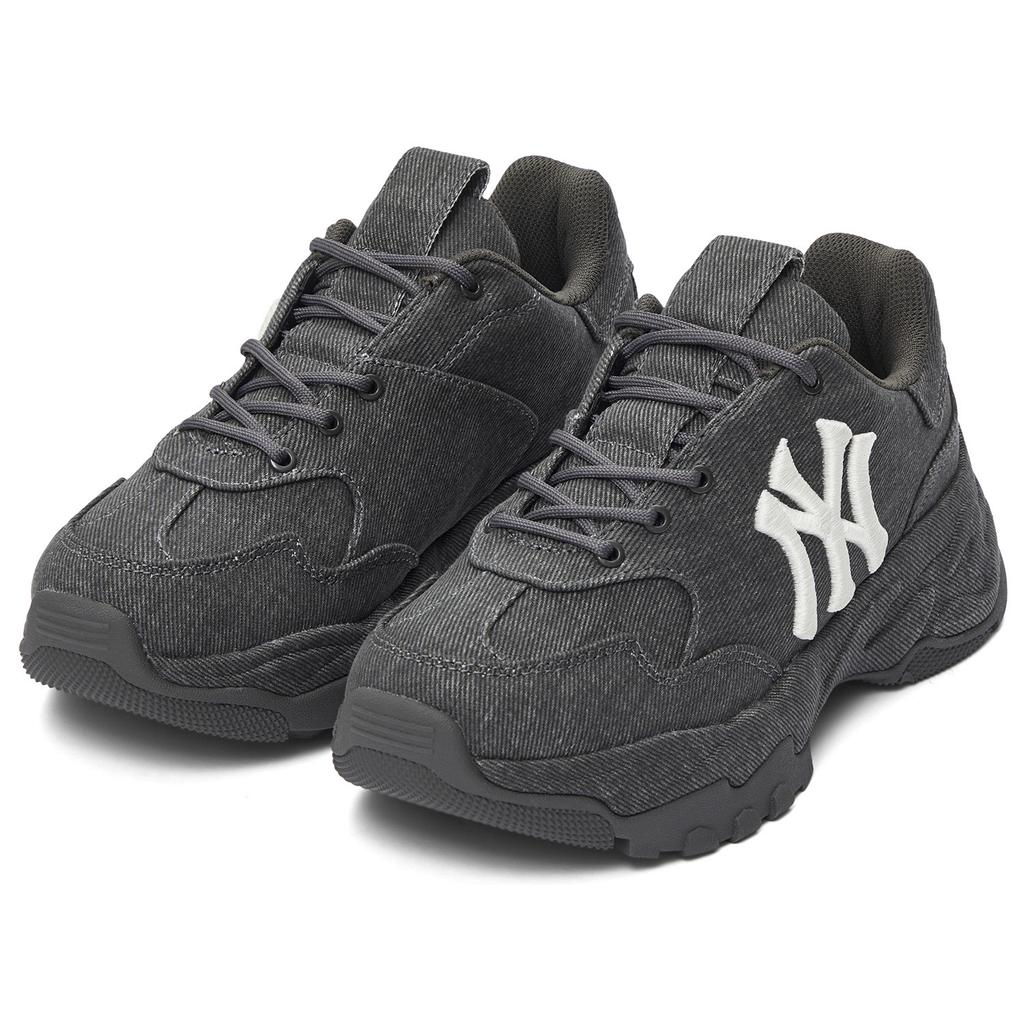 New MLB New York Yankees Anti Slip Wear Resistant Low Top Chunky Sneakers Unisex Dark Gray 3ASHA025N-50GRD