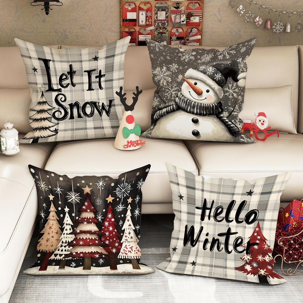 Christmas Decoration Pillowcase New Year Gift Christmas Tree Snowman Pillow Cover Home Room Decoration Sofa Cushion Cover