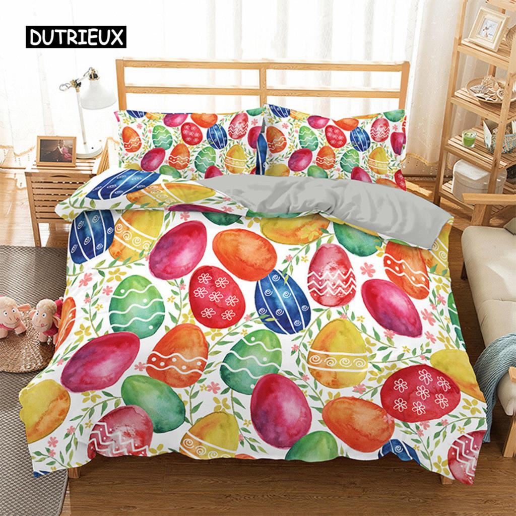 Комплект пододеяльников Egg с пасхальными яйцами в мультяшном детском стиле, комплект постельного белья Twin, для детей и подростков, двуспальный, размера Queen, размера King, полиэстеровый пододеяльник