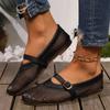Fashion Fashion Braided Baotou Sandals Autumn New Round Head Shallow Mouth Metal Buckle Hollow Soft Sole Mary Jane Women's Shoes