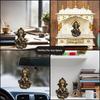 Handcrafted French Brown Mukut Ganesha Idol (3.5") - Perfect for Car Dashboard, Home or Office Decor and Gifting, Idol