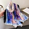 Elegant Printing Flower Cutting Spring And Summer Silk Scarf Large Long Scarf High-End Travel Shawl Sun Protection Women'S Scarf Headscarf