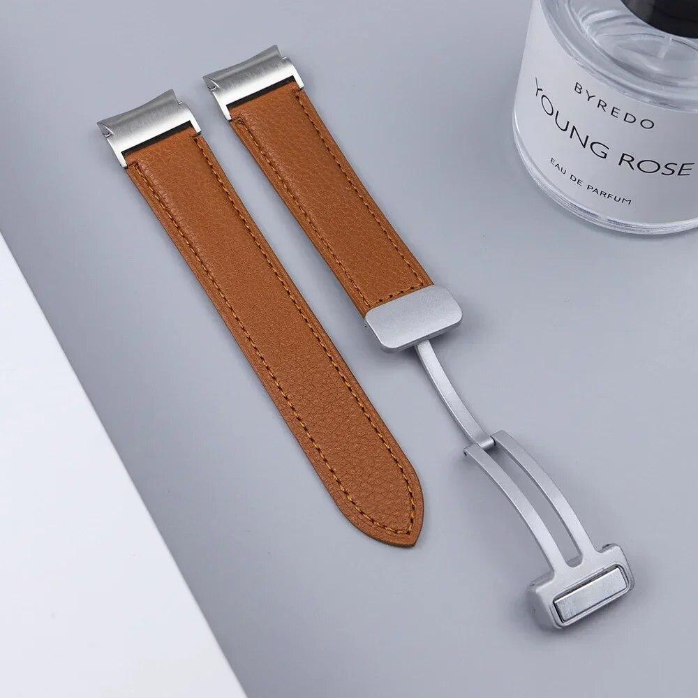 Quick Fit Leather Strap For Samsung Galaxy Watch 6Classic 43mm 47mm 6/5/4 40mm 44mm Magnetic Buckle for Watch 5pro 45mm Leather Band