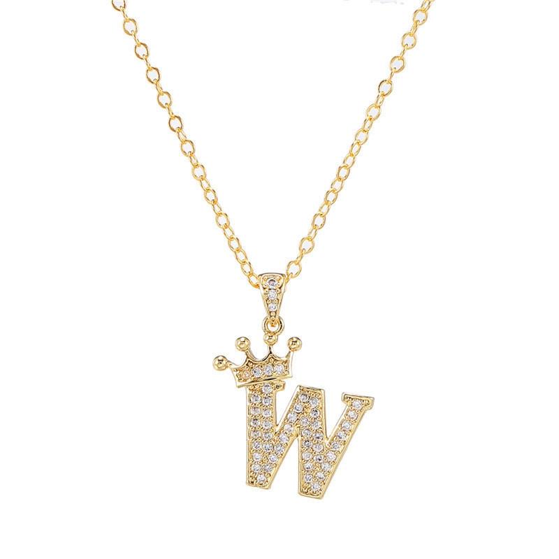 Zircon Crown Necklace New Necklaces Fashion Women's Necklace Pendant Simple English Letter Necklace