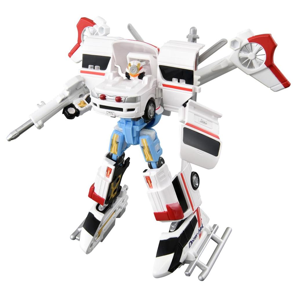 TAKARA TOMY Tomica Job Laborer TJBDX Unite Medibraver Ambulance & Doctor Helicopter Combination Set, Miniature Car Toy, Ages 3 and Up