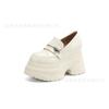 12Cm Ultra-high Heel Round Head Leather Inner Height-increasing Loafers 2025 New Waterproof Platform Platform Thick-soled Buckle Lazy Single Shoes