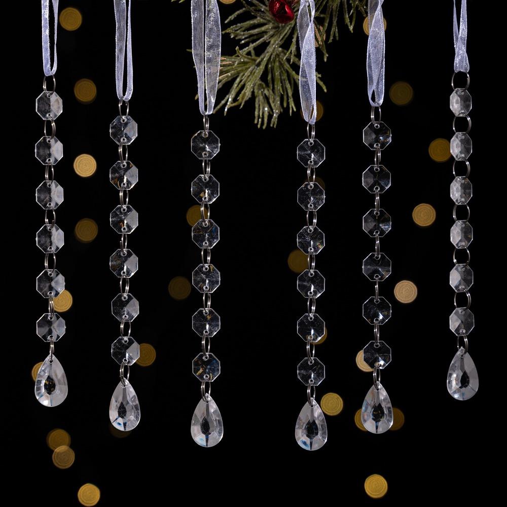 6pcs/set Transparent Acrylic Ice Pendants Sparkling Christmas Tree Hanging Festival Favors