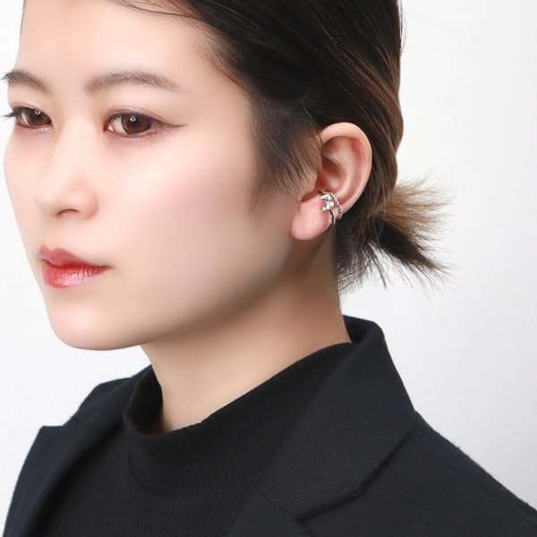 SNOOPY Ear Cuff, Double Style, Single Ear Cuff, Women's, 925 Sterling Silver, Official PEANUTS Merchandise, Character, Zirconia, Single Stone