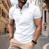 Новая мужская повседневная рубашка-поло с короткими рукавами и пуговицами на лацканах, однотонная универсальная футболка, модные топы с короткими рукавами