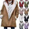 Women's  Fashionable Solid Color Warm Coat Long Sleeved Zipper Loose Hooded Plush Jacket