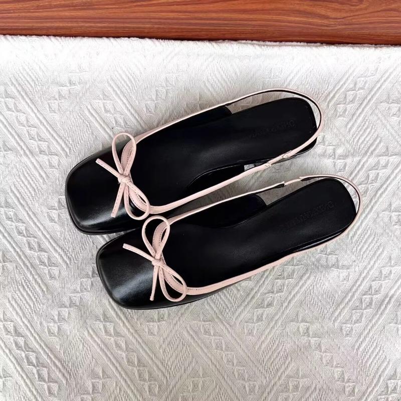 New Summer Women's Flats Sliver Boat Shoes Square Toe Slip On Flat Shoes for Woman Ballet Flats Comfortable Bow Women's Sandals