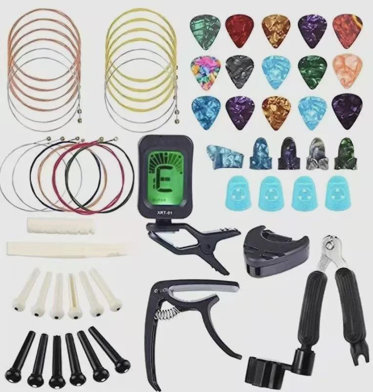 Guitar & Ukulele Accessory Set: Strings, Picks, Tuners, Finger Sets
