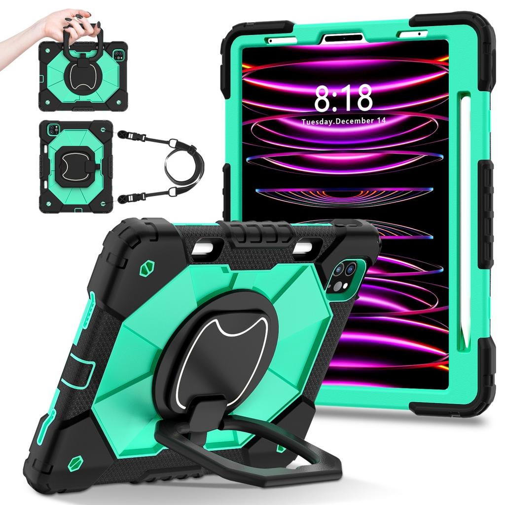 For Apple iPad Air (2020)/ iPad Air 4, 360° Rotating Grip Heavy Duty Protection Stand TPU+PC 3in1 Anti-knock Shockproof Tablets PC Case