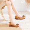 Hollow-out Breathable Wedges Sandals Versatile Genuine Leather Women's Slip-on Shoes
