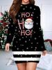 2025 Autumn and Winter New Women's Hip-wrapped Dress,3D Christmas Printing and Dyeing Women's Fashion Long-sleeved Round Neck Sexy Hip-wrapped Dress