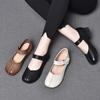 Loafers Women's 2025 Spring New Low-heeled One-word Mary Jane Shoes First-layer Cowhide Korean Version Shallow-mouth Flats