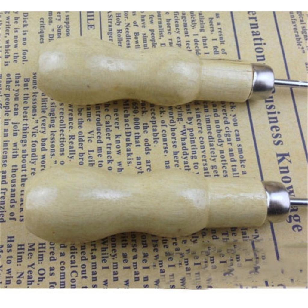 3PCS/SET Wooden Handle Shoes Repairing Awl Leather Shoe Sewing Cobbler Tool DIY Craft Repair Hand Stitcher Straight Curved Hook