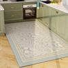 Rug for Kitchen Vinyl Carpet Pvc Waterproof Leather Floor Mat Large Pink Flower Floral Pastoral Style Home Decoration Rugs