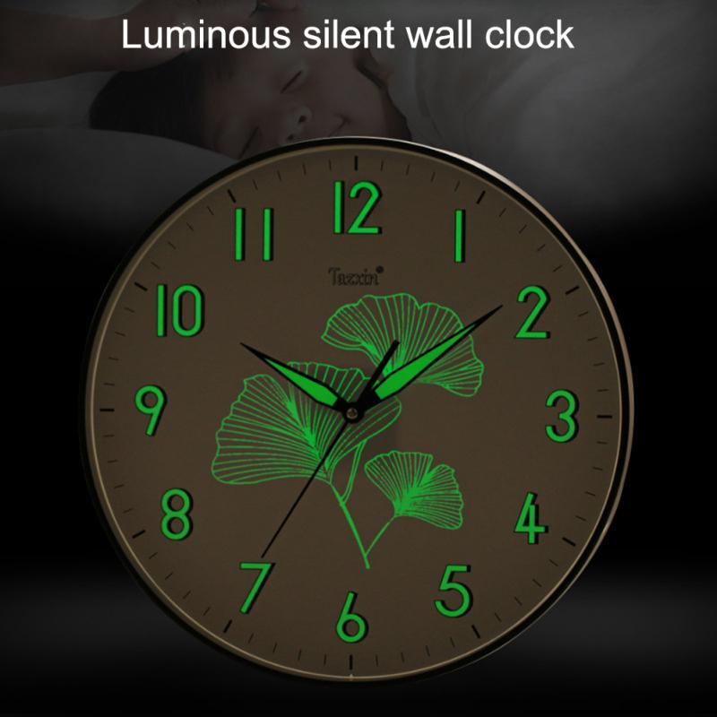 Round Wall Clock Luminous Silent Quartz Movement Living Room Bedroom Home Pendant Clock