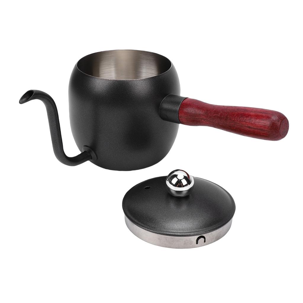 Pour Over Coffee Kettle 500ml 304 Stainless Steel Gooseneck Spout Coffee Drip Teapot with Wood Handle for Camping