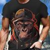 Monkey Print T-shirts Summer Fashion Animal 3D Print Round Neck Short Sleeve Men's T-shirts