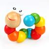 Colorful Wooden Worm Puzzle Kids Early Learning Educational Toy Finger Game