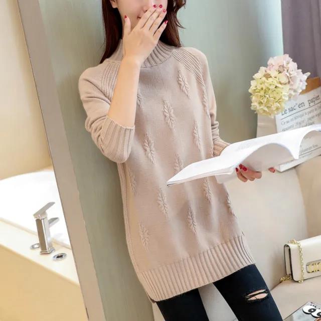 Women's Sweater Mid Length Loose Bottoming Shirt Half Turtleneck Large Size Knit Sweater Top