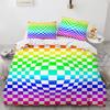 Клетчатый пододеяльник, комплект постельного белья Queen для мальчиков, девочек, детей, женщин, мужчин, современный геометрический цветной сетчатый комплект из полиэстера в клетку