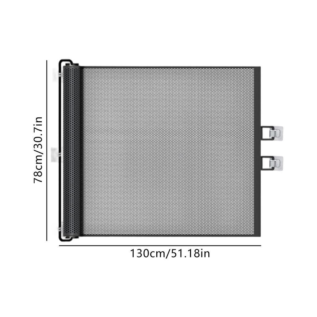 Auto Extending 130cm Pet Gate White Mesh Barrier For Cats Dogs With Metal Frame Easy No Tools Installation Space Saving Home Safety Solution