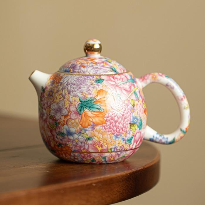 250ML Chinese Handmade Tea Pots Porcelain Teapot Color Enamel Teapots Teaware Ceramic Tea Accessories Kung Fu Tea Kettles