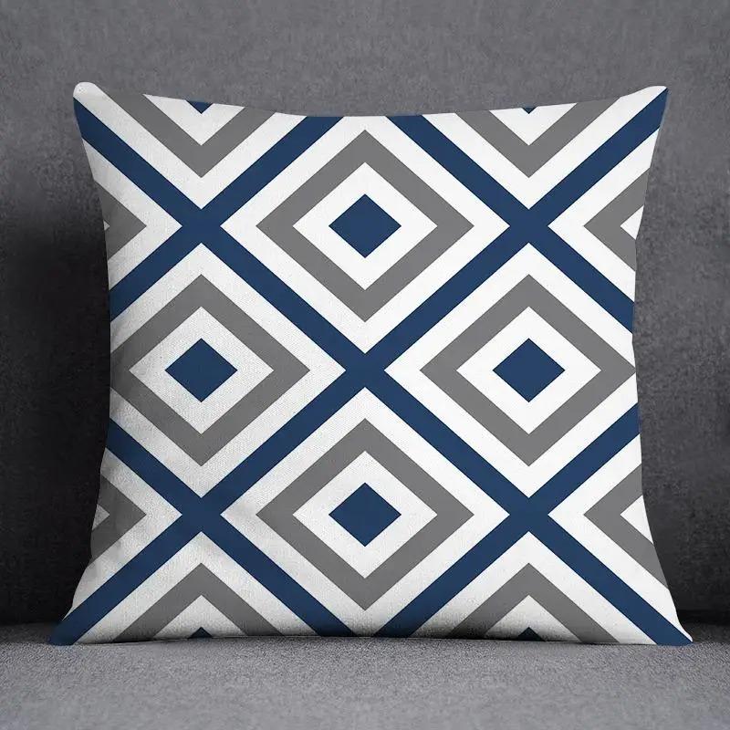 Blue Striped Plaid Pillowcase Office Living Room Home Pillowcase Car Ornaments