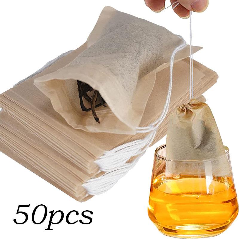 50 шт./100 шт. одноразовые чайные пакетики для листового чая, пустые чайные пакетики для рассыпного чая с шнурком, фильтр-пакеты для натурального чая для рассыпного чая 1,97*2,76 дюйма
