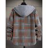 Men's Plaid Long Sleeve Hooded Jacket, Warm Fashion Casual Fall Coat