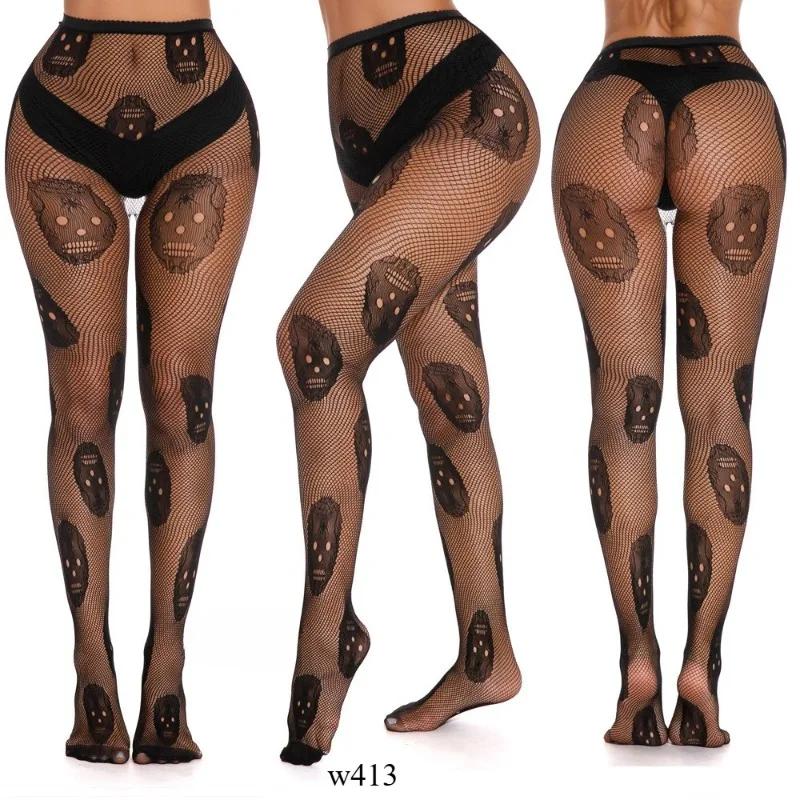 High Elasticity Jacquard Fishing Net  Sexy Silk Stockings Spider Web Silk Stockings White Moon Butterfly Jumpsuit Silk Stockings