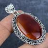 Natural Carnelian Gemstone 925 Sterling Silver Jewelry Pendant 2.36" R8q84