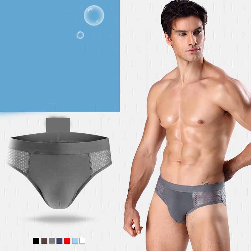 Men's Ice Silk Underwear Sexy Mesh Panties Antibacterial Moisture Absorbent Soft Men's Breathable Men's Triangle Shorts