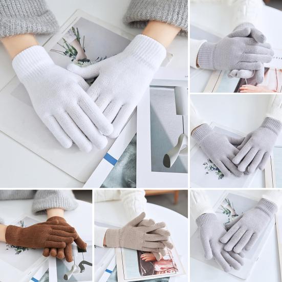 Winter Knitted Gloves Female Thickened Warm Gloves Breathable Cycling Gloves with Windproof Elastic Cuffs for Running Errands Driving