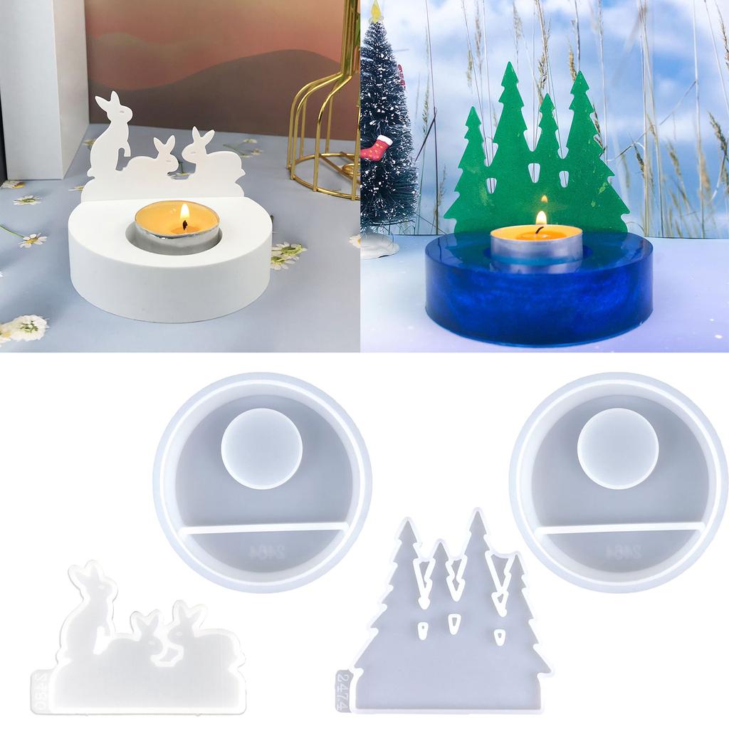 3D Candlestick Silicone Mold t/Pine Forests Shaped Candle Stand Molds Gypsum Candle Holder Mould Home Decorations