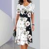 New Patchwork Floral Print Women's Dresses Female Elegant Midi Dresses Summer Plus Size Women's Clothing
