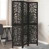 VidaXL Room Divider 3 Panels Black Solid Paulownia Wood, Privacy Screen, Room Partition Panel, 358750