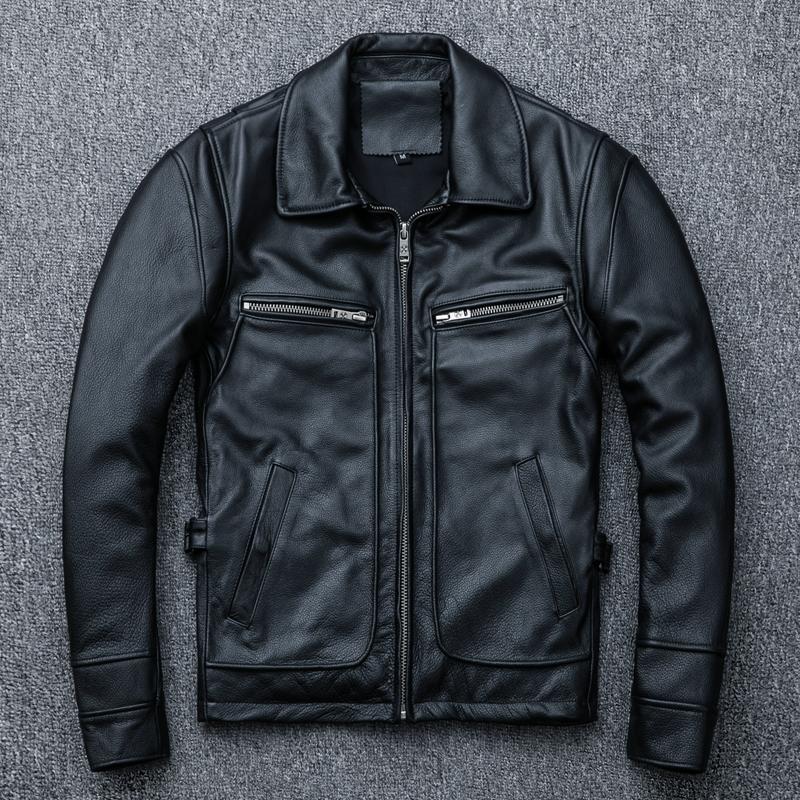 Chinese Size New Men Cowhide Coat Men's Genuine Leather Jacket Vintage Style Man Leather Clothes Motorcycle Biker Jackets Plus Size 134cm